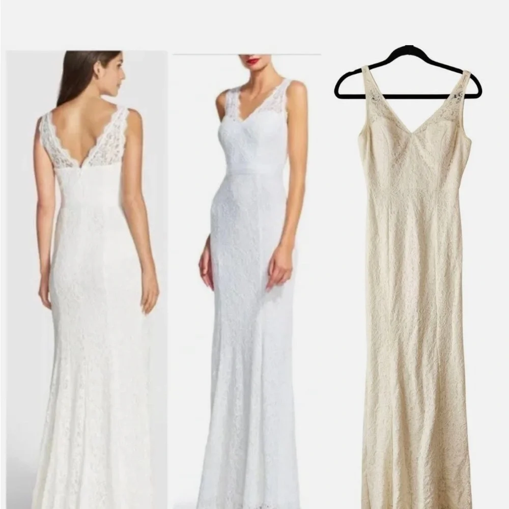 Adrianna Papell Sleeveless Bridal Dress Ivory - Picture 2 of 16